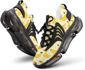 Yellow Duck and Bananas Men's Running Shoes Lightweight Walking Shoe Breathable Sneaker