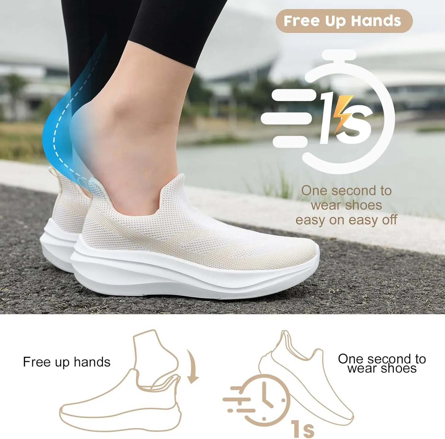 ZOVE Wide Toe Box Shoes Women Hands Free Wide Walking Shoes Ultra Light Tennis Breathable Wide Width Running Sneakers Athletic Gym Workout Trainers