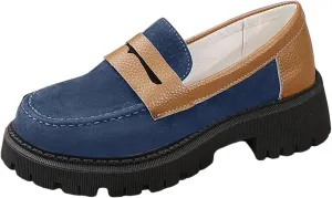 ZSpzx Orthopedic Loafers for Women Platform Chunky Loafer Slip On Arch Support Round Toe Casual Walking Shoes Ladies Cushioned Footbed Dressy Shoes Breathable Comfy Walking Footwear for Daily Wear