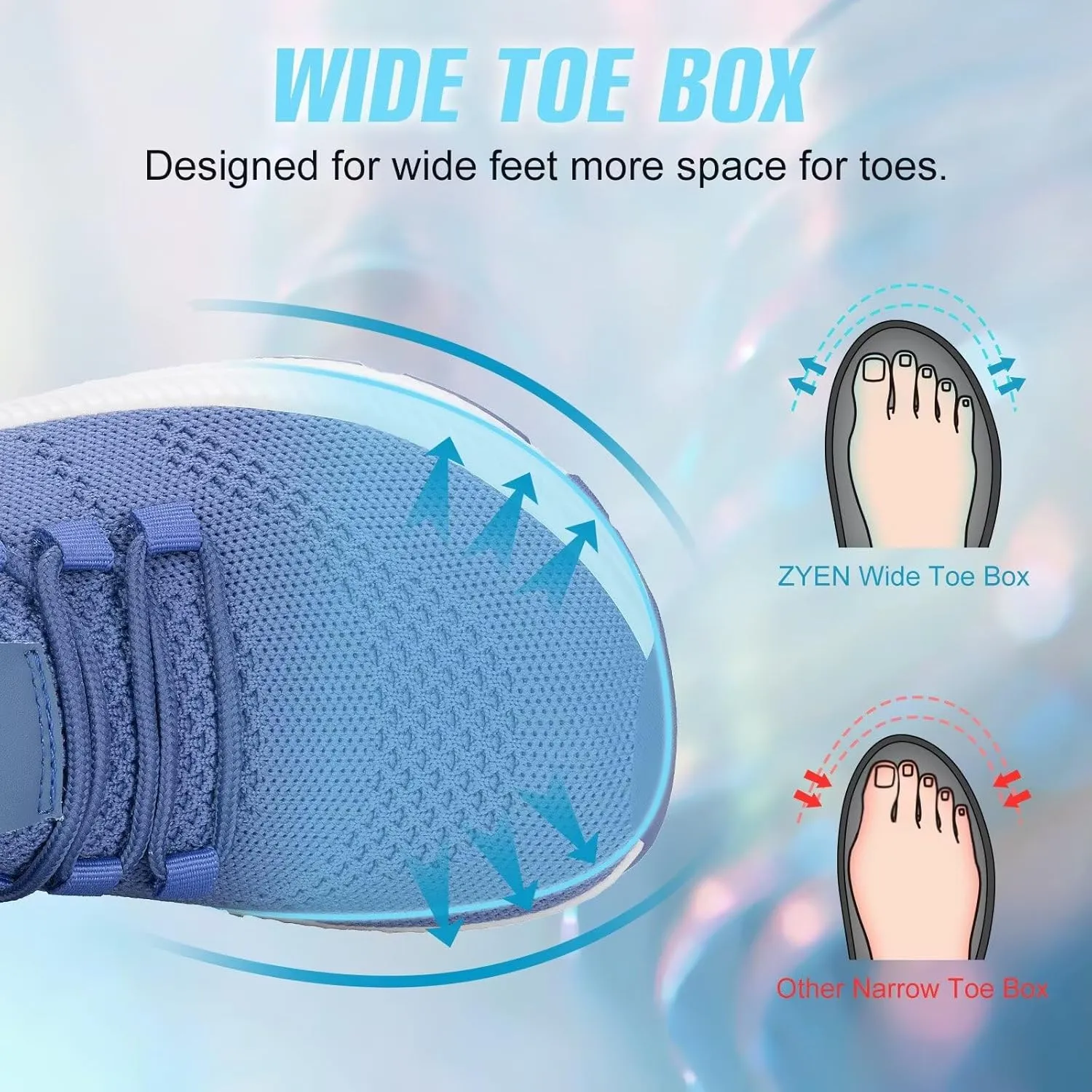 ZYEN Wide Toe Box Shoes Women Non-Slip Ultra Light Running Sneakers Extra Wide Feet Arch Support Walking Shoes Tennis Diabetes Breathable Gym Workouts 6-12